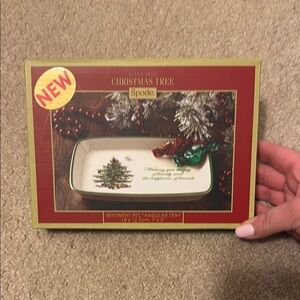 Spode Christmas Tree Rectangular Tray - Red and Green